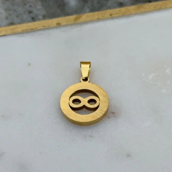 Small Stainless Steel Gold & Black Enamel infinity Pendant Charm - Picture 4 of 6